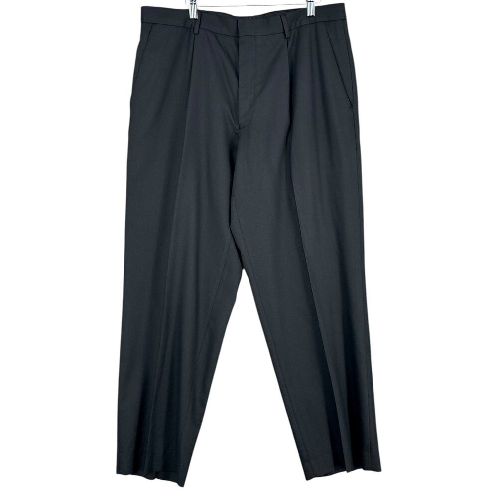 Murano Black Pleated Wool Bamboo Blend Stretch Classic Dress Pants 38 x‎ 30